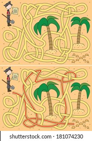 Pirate maze for kids with a solution