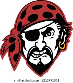Pirate Men Head with bandanna (Editable file) - Vector Illustration