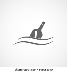 Pirate Message In Bottle Flat Icon On White Background