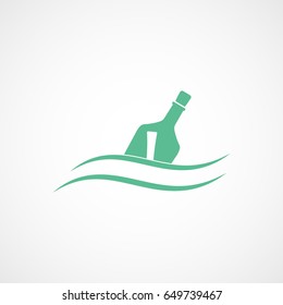 Pirate Message In Bottle Green Flat Icon On White Background