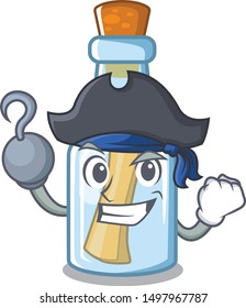 Pirate message in bottle isolated with cartoon