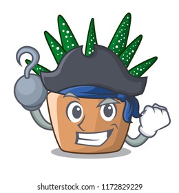 Pirate mini zebra cactus on cartoon pot