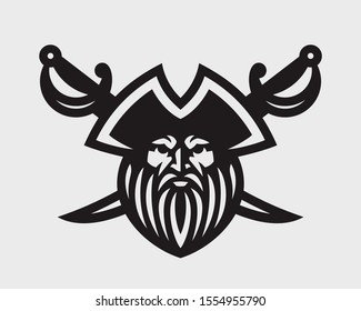 Pirate modern logo.  Buccaneer emblem design editable for your business. Vector illustration.