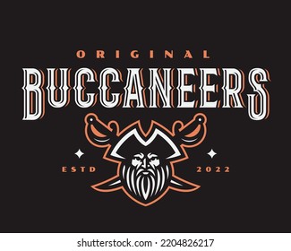 Pirate modern logo, emblem design editable for your business. Buccaneer vector illustration. svg