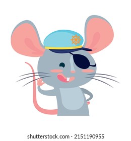 diseño pirata del ratón sobre blanco