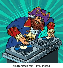 Pirate Music concept dj on vinyl turntables. concert music performance