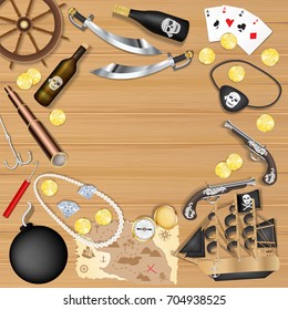 pirate object on a wood board background