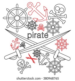 pirate objects composition. vector illustration