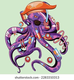 
PIRATE OCTOPUS Cartoon vector cute.