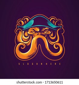 Pirate Octopus Mascot vector Design your logo 