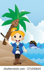 pirate on the beach Vector for your design