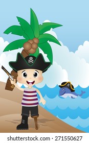 pirate on the beach Vector for your design