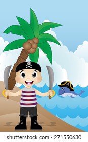 pirate on the beach Vector for your design