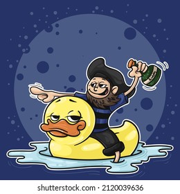 pirate on an inflatable duck