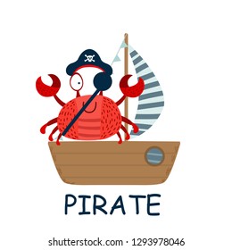
pirate on the ship simple illustration