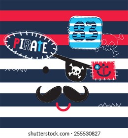 Pirate on striped background vector illustration