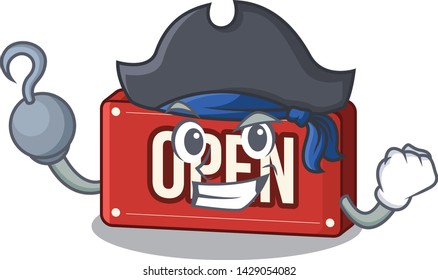 Pirate open sign in the mascot shape
