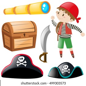Pirate and other elements illustration
