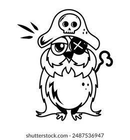 Pirate owl icon designed in doodle style  