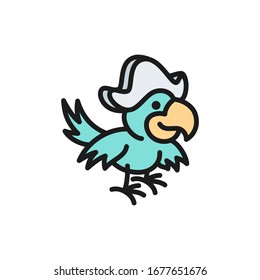 Piratenpapagei, Ara Vogel flach Farbe Symbol.