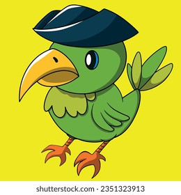 Pirate Parrot Cartoon Tropical Bird Funy Character