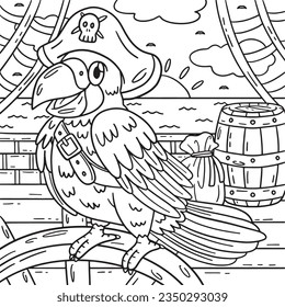 Pirate Parrot Coloring Page for Kids
