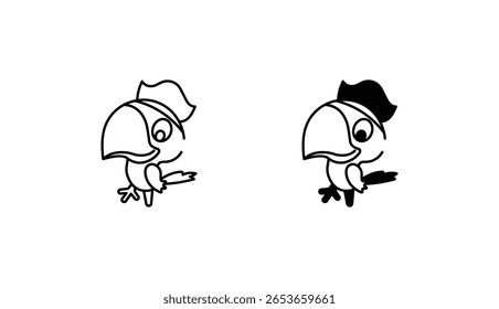 Pirate Parrot icon design with white background stock illustration