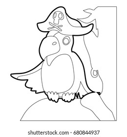 Pirate parrot icon in outline style isolated on white vector illustration
