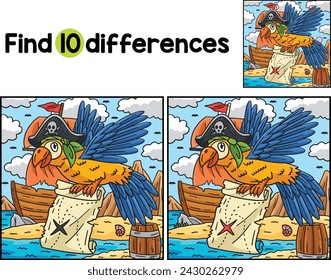 Pirate Parrot with a Map Find The Differences