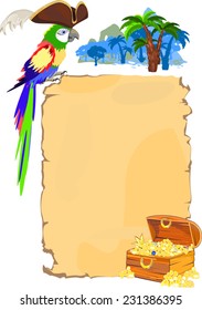 Pirate parrot and scroll
