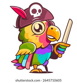 Pirate parrot with treasure map and Not Found message in adventure vector illustration. Perfect for gaming websites and quest app error pages.