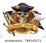Pirate party. 3d vector emblem