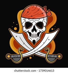 Pirate Party. 3d Vector Emblem Vector Illustration Suitable For Greeting Card, Poster Or T-shirt Printing.
