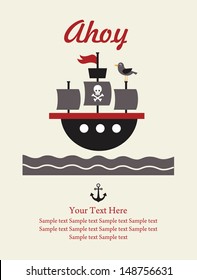 pirate party card design. vector illustration
