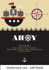 pirate party card design. vector illustration