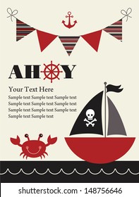 pirate party card design. vector illustration