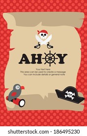 pirate party card design. vector illustration