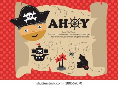 pirate party card design. vector illustration