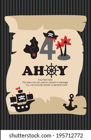 pirate party card design. vector illustration