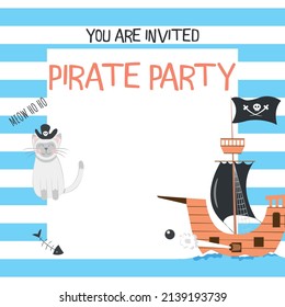 Pirate Party Holiday Invitation Template