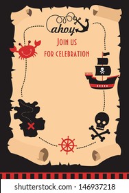 pirate party invitation card design. vector illustration