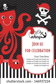 pirate party invitation card design. vector illustration