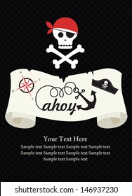 pirate party invitation card design. vector illustration