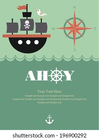 pirate party invitation card design. vector illustration