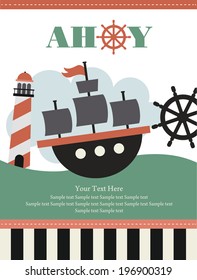 pirate party invitation card design. vector illustration