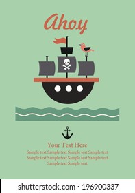 pirate party invitation card design. vector illustration