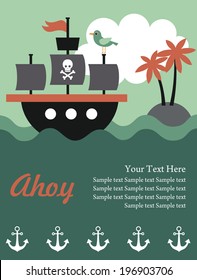 pirate party invitation card design. vector illustration