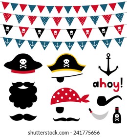 Pirate photo booth props and scrapbooking vector set