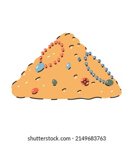 Pirate pile of gold and treasure vector cartoon illustration isolated on a white background.