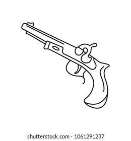Pirate pistol icon. Outline pirate pistol vector icon for web design isolated on white background